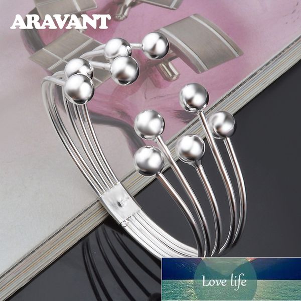 

925 silver multi line bead open bracelet bangles for women wedding jewelry gifts factory price expert design quality latest style original s, Golden;silver