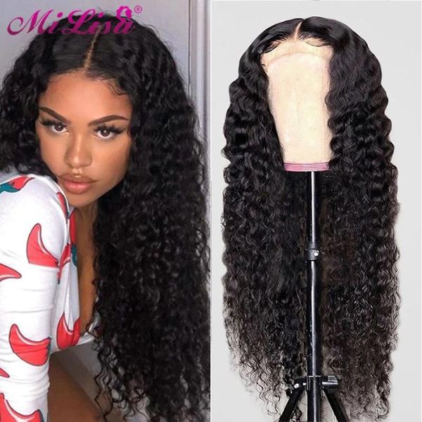 

lace wigs deep wave frontal wig for women human hair 30 inch curly 13x6 transparnet hd 4x4 closure, Black;brown