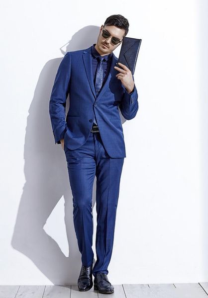 

men's suits & blazers business royal blue 2 piece beach wedding tuexdos formal prom suit party blazer (jacket+pants) streetwear custom, White;black