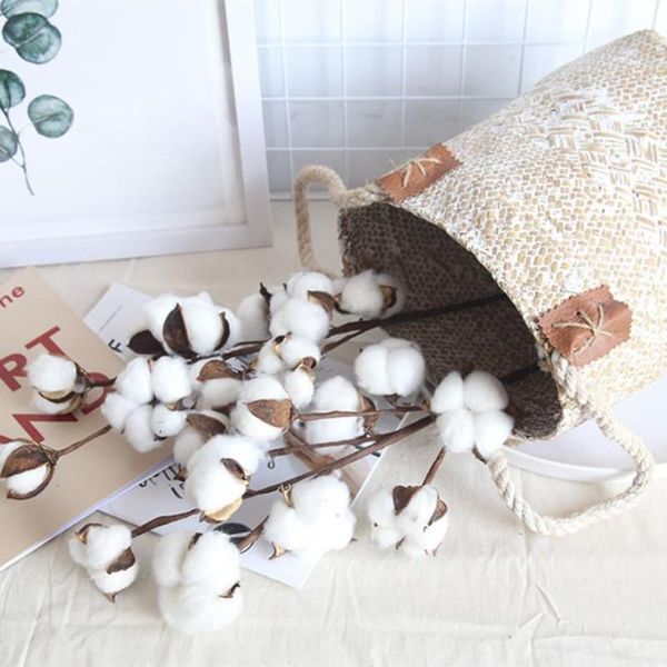 

decorative flowers & wreaths artificial 10 head naturally dried cotton flower plants floral branch home decor wedding bouquet fake