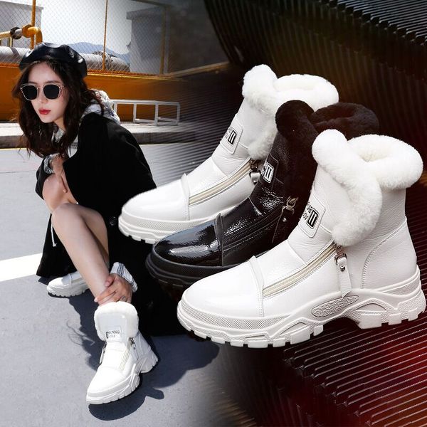 

boots Genuine Leather boots fashion Female Martin boots top quality womens Thick bottom motorcycle womens shoes, Black