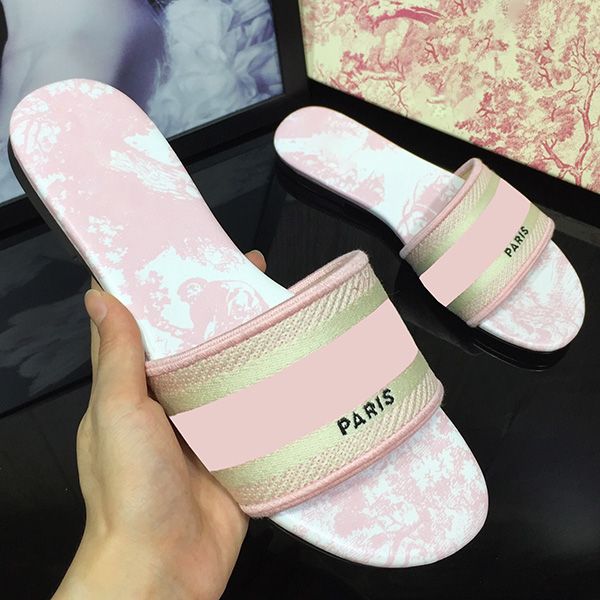 

2022 summer beach women slides girl flat slippers womens slipper slide fashion scuffs shoe ladies flip flops knitted embroidery slided, Black