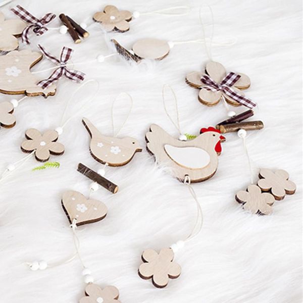 

party decoration happy easter wooden craft ornament cock egg butterfly flower bird heart hanging pendant home spring