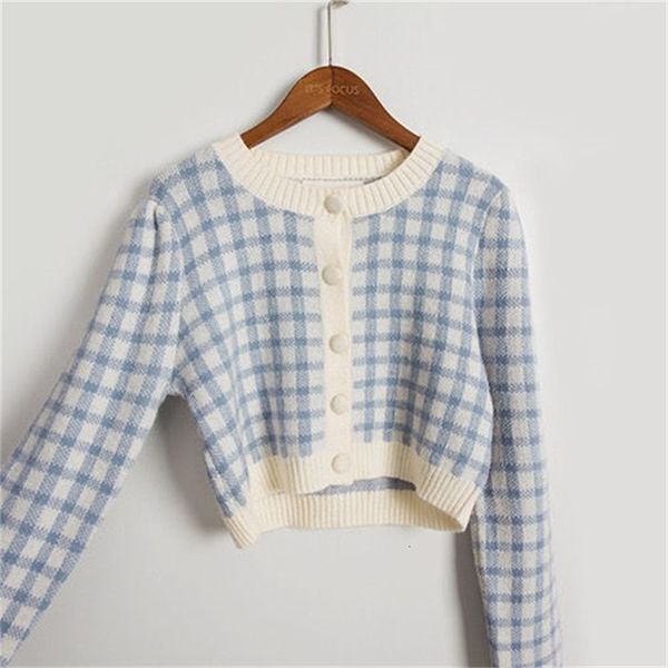 

women's sweaters warm chess a hundred high waist retro granny woman sweater short cardigan model autumn 9rr0, White;black