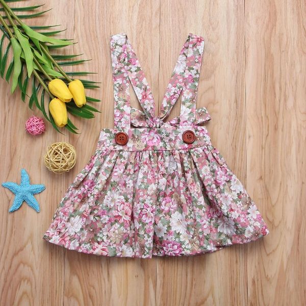 

skirts the toddler kids baby girls sweet floral party bib strap skirt outfits 0-4t, Blue