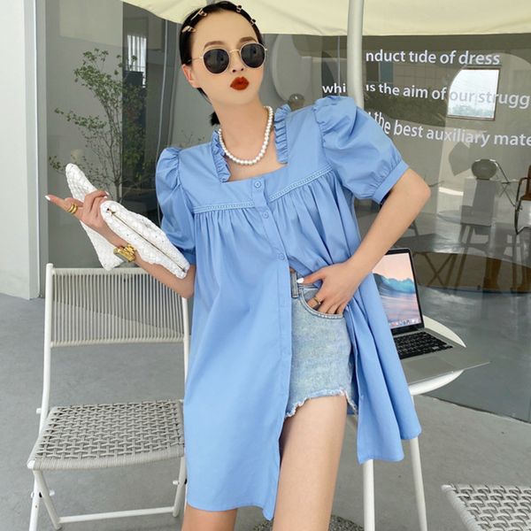 

women blouse lapel long sleeve loose fit shirt fashion spring summer blusas blue 16f091005a 210510, White