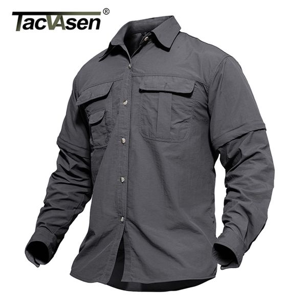

tacvasen men's military clothing lightweight army shirt quick dry tactical summer removable long sleeve work hunt s 220307, White;black