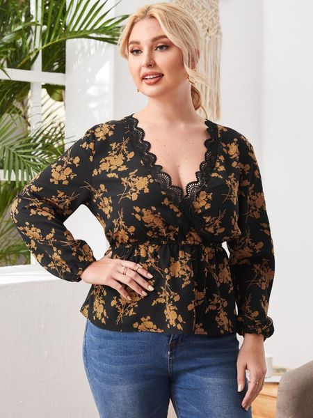 

Plus size Dresses Spring and Summer 2021 Printed Temperament Large, Black