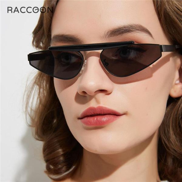 

sunglasses women cat eye triangle brand design metal small frame men shades eyewear y2k vintage female ins sun glasses, White;black
