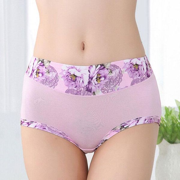 

women's panties women flower printed bamboo fiber underpants non-trace underwear lady breathable panty, Black;pink