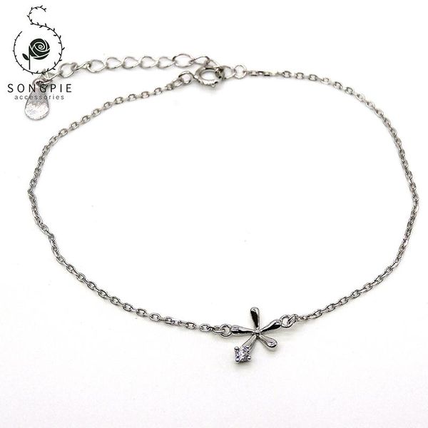 

charm bracelets minimalism 925 sterling silver diamond-encrusted lovely mini flower bracelet for a girl's birthday present, Golden;silver