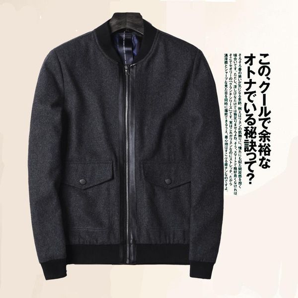 

men's jackets fashion autumn smart casual overcoat outwear size m-3xl spring men wool stand collar slim fit coats, Black;brown