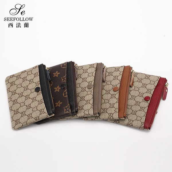 

wallet women's small change 2021 printed mini zipper coin bag card, Red;black