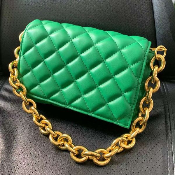 

handbag 2021 women's branded green quilting metal chain shoulder bag ladys small clutch bags 2021 fashion armpit purse
