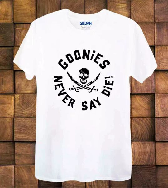 

the goonies never say die t shirt ladies men's tee top, White;black