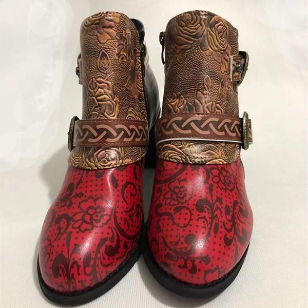 

boots autumn winter snake print color matching ethnic style women's, Black
