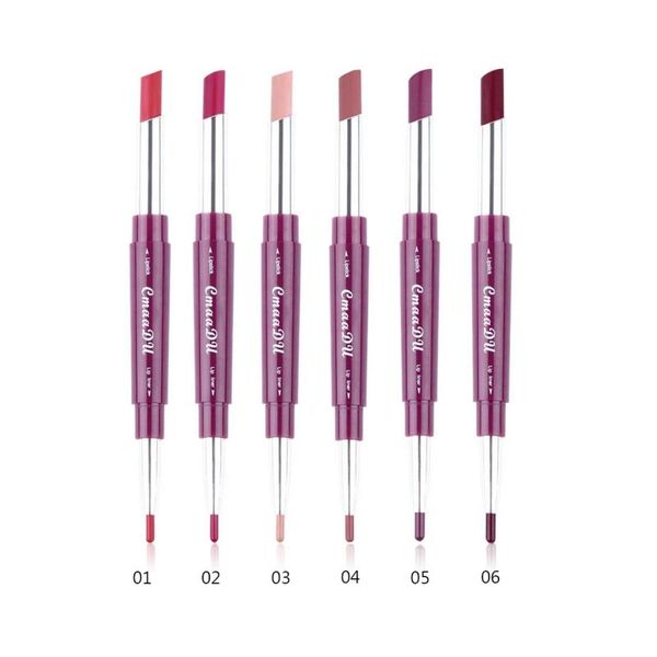 

lip pencils double head liner matte lipstick pencil 6 colors waterproof long lasting moisturizing makeup tool