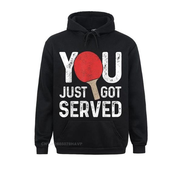 

men's hoodies & sweatshirts prevailing pong you got served table tennis player funny hoodie normal women's sportswears, Black