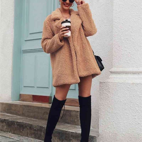 

jackets faux fur fleece sweatshirts cardigan female autumn winter coat women overcoat plush jacket chaqueta mujer, Black;brown
