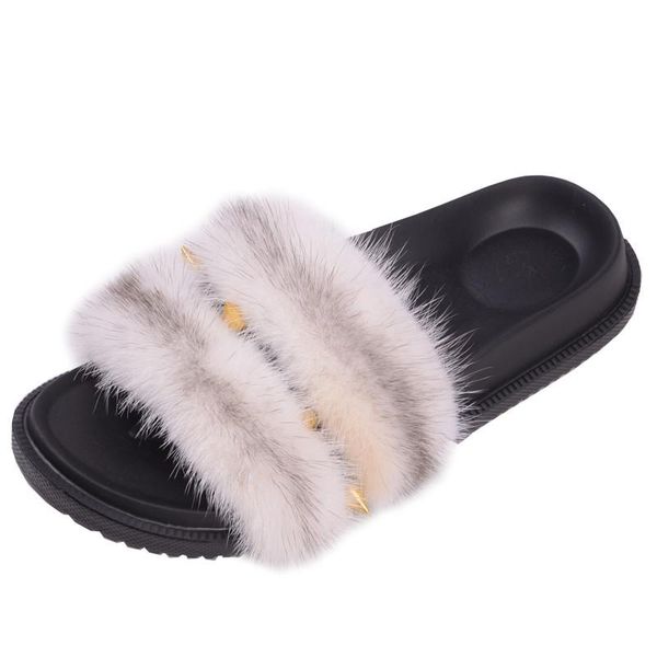

slippers made in china fashion lady punk studs wear spring summer and autumn, Black