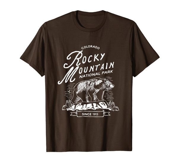 

vintage rocky mountain national park retro bear colorado t-shirt, White;black