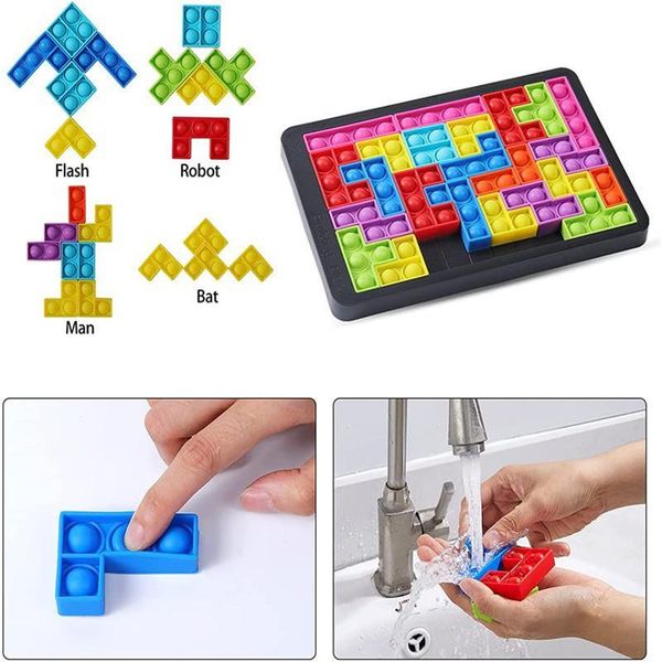 

bubble fidget toy tetris big game rainbow chess board push bubbles sensory stress relief interactive partygame puzzle toys