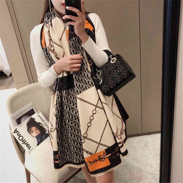 

shawl chao brand scarf women's autumn and winter korean version super large dual purpose imitation cashmere collar wool warm cape thick, Blue;gray