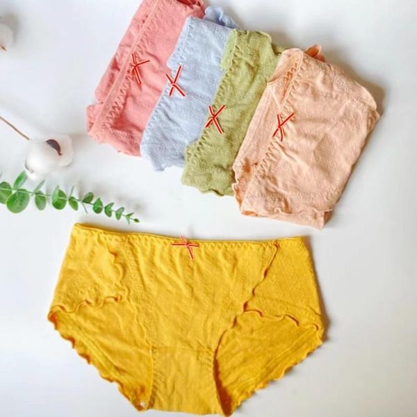 

women's panties cotton girls sweet cute antibacterial briefs female casual ruffles underwear mid wasit lingeries, Black;pink