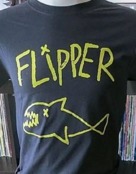 

flipper punk hard core thrash kurt grunge t shirt tee yellow logo, White;black