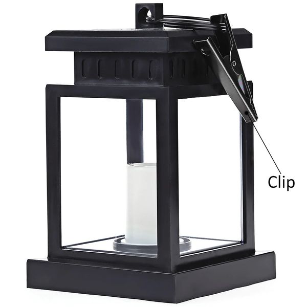 

2pcs solar powered led outdoor candle lantern - black