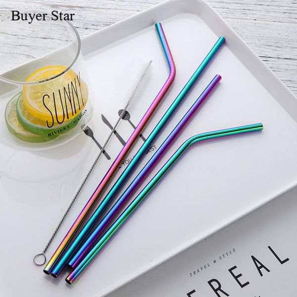 

drinking straws 8pcs colorful straw reusable cleaner brush set 2021 metal
