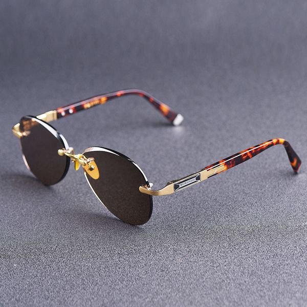 

luxury designer glasses vazrobe rimless sunglasses male glass sun glasses for men natural stone glass aviation brown lens anti eye dry qe6b, White;black
