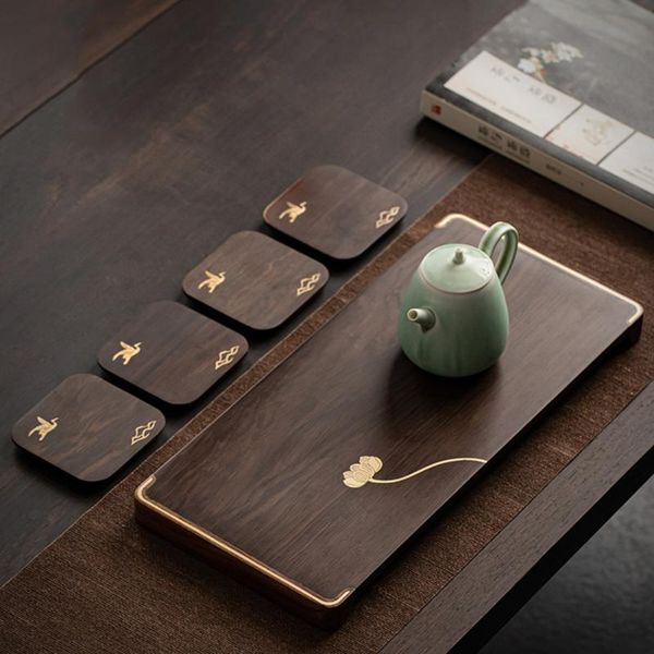 

japanese style indoor solid wood tea cup pot tray for office house use wooden board dishes dessert fruit mats & pads