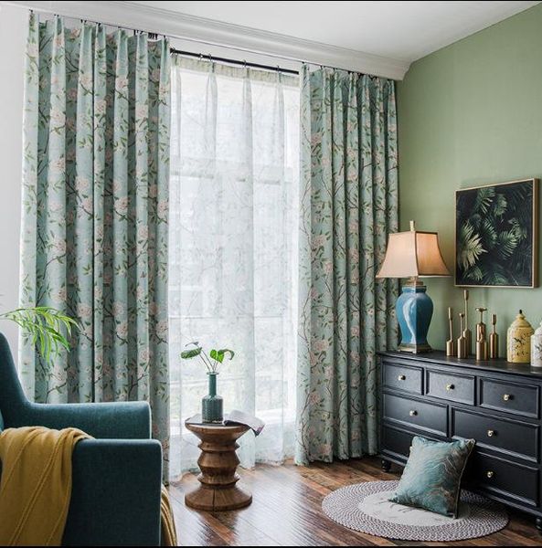 

curtain & drapes american country pastoral finished product french window cotton and linen custom curtains for living dining room bedroom