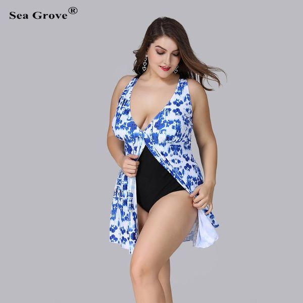 

plus size swimwear women large swimsuit dress female bathing suit print one piece swim skirt one-piece suits