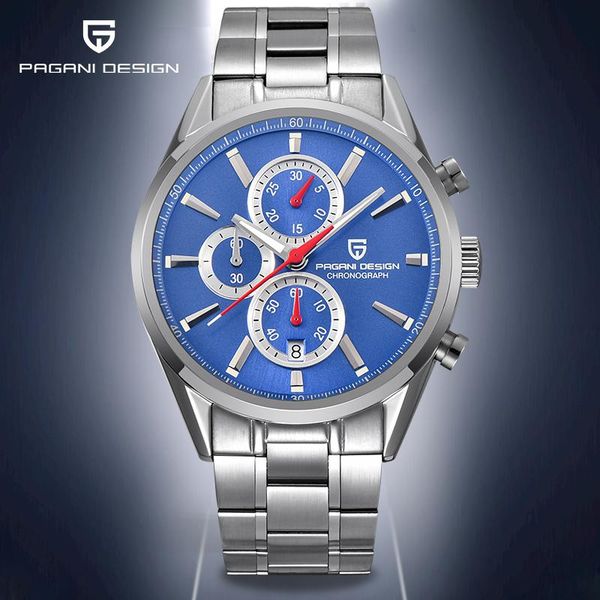 

wristwatches 2021 pagani design quartz men's watches multifunction fashion wristwatch male waterproof steel sport clock men chronograph, Slivery;brown