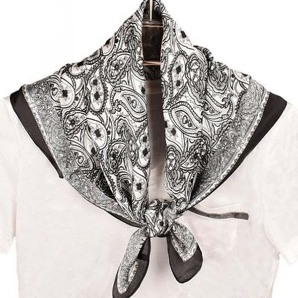 

scarves spring summer beach fashion wild season european american paisley satin 70 square scarf imitation silk shawl h28, Blue;gray