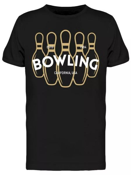 

Bowling Golden Pins Design Tee Men's -Image by Shutterstock, White;black