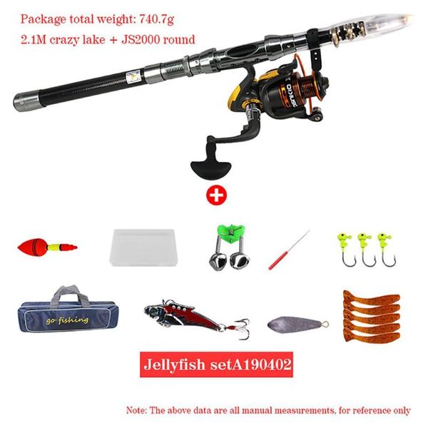

2.1m high strength fishing rod + js2000 spinning reel kit cast boat accessories practical supply baitcasting reels