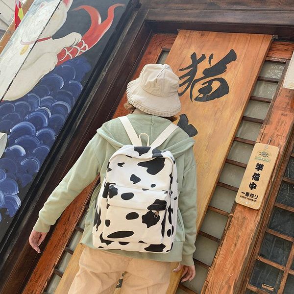 

backpack fashionable simple canvas bag chic women's 2021 cow
