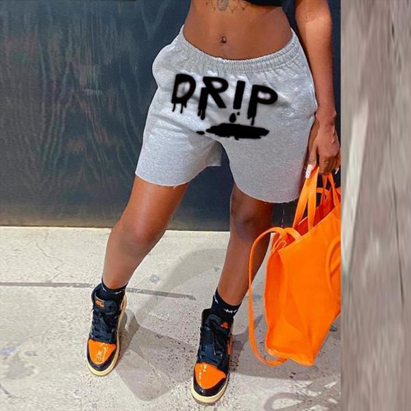 

letter printed harajuku sport women shorts workout pant grey elastic waist running bottom hip hop activewear loose, White;black