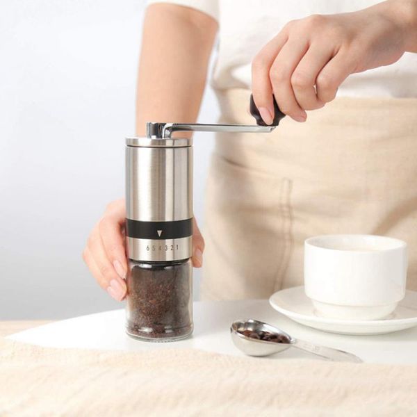 

manual coffee grinders grinder stainless steel handmade bean burr 6-speed adjustable accessories