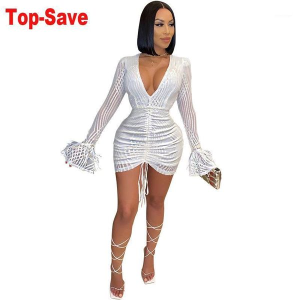 

casual dresses 2021 autumn women clothing long sleeve slim elastic bodycon bandage short pleated sequined night club evening party, Black;gray