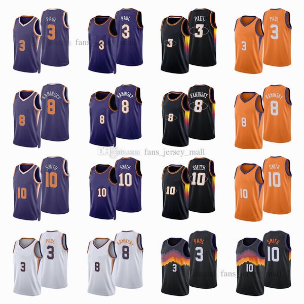 

printed city basketball jerseys chris 3 paul jalen 10 smith frank 8 kaminsky jersey color white purple black, Black;red
