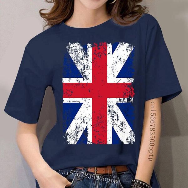 

women's t-shirt union jack distressed grunge vintage uk british flag great britain tagless tee shirt, White