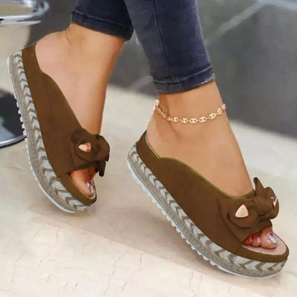 

slippers women sandals summer flat beach open toe shoes woman bowties weave sandalias outdoor ladies zapatos de mujer, Black