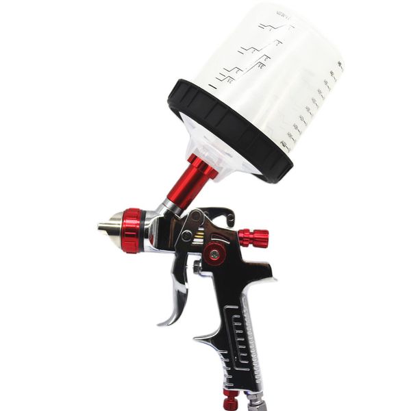 

spray gun with adapter and pps tank hvlp spray gun auto feed paint spray gun 1.3/1.4/1.7mm nozzle szie car paint airbrush