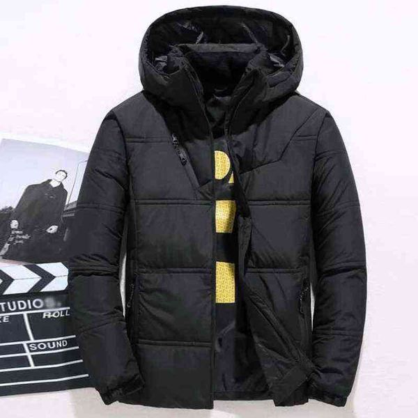 

winter down jacket men thick thermal coats snow hooded warm parka mens fashion outwear white duck down jackets y1103, Black