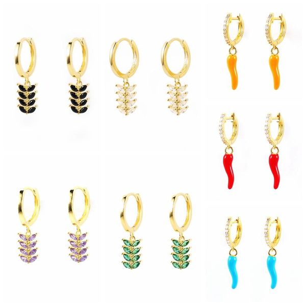 

hoop & huggie koj funny red chili shape enamel earring for women pendientes s925 sterling silver creative earrings female jewelry, Golden;silver