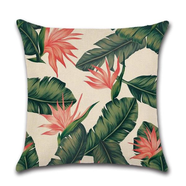 

pillow case africa tropical plant printed loin pillowcase green leaves linen cases chair cover home decorative